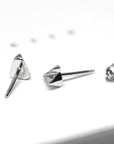 Edges Gold Studs in white gold with a sleek minimalist design, photographed on a white background, unisex jewelry by Bena Jewelry