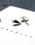 Minimalist Mini-Spade white gold edgy studs, by Bena Jewelry.