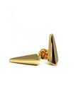 Blade stud earrings in yellow gold, edgy unisex design by Bena Jewelry, crafted in Montreal, Canada.
