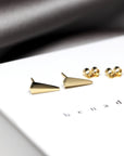 Minimalist Blade studs by Bena Jewelry, crafted from high-quality yellow and white gold. Perfect for lovers of bold, modern designs. Made in Canada.