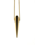 Sleek Yellow Gold Pike Pendant on white background – A bold, minimalist pendant with sharp geometric lines, designed by Bena Jewelry in Montreal.
