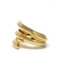 Embrace Ring in Yellow Gold on white background – Bold and sculptural unisex gold ring with an edgy, layered design, handcrafted by Bena Jewelry in Montreal.