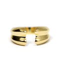 Frill Ring in Yellow Gold on white background – A bold and minimalist open-ended gold ring, crafted by Bena Jewelry in Montreal.