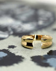 Front view of Frill Ring in Yellow Gold – A contemporary statement ring with bold yet refined aesthetics.