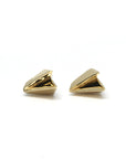 Yellow gold Edges Gold Studs with bold volume and edgy style, displayed on a clean white background, part of the Edgy Collection by Bena Jewelry