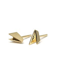 Edges Gold Studs in solid yellow gold with a unique geometric design, custom-made by Bena Jewelry, displayed on a white background