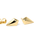 Mini Spade Gold Stud Earrings on white background – Sleek and minimalist gold stud earrings, designed for a modern and unisex look. Handmade by Bena Jewelry in Montreal.