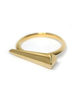 Spine Ring in Yellow Gold on white background – A sleek and sculptural unisex gold ring with a sharp, elongated design, handcrafted by Bena Jewelry in Montreal.