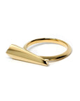 Close-up of Spine Ring in Yellow Gold – A bold statement ring with a minimalist yet striking geometric form.