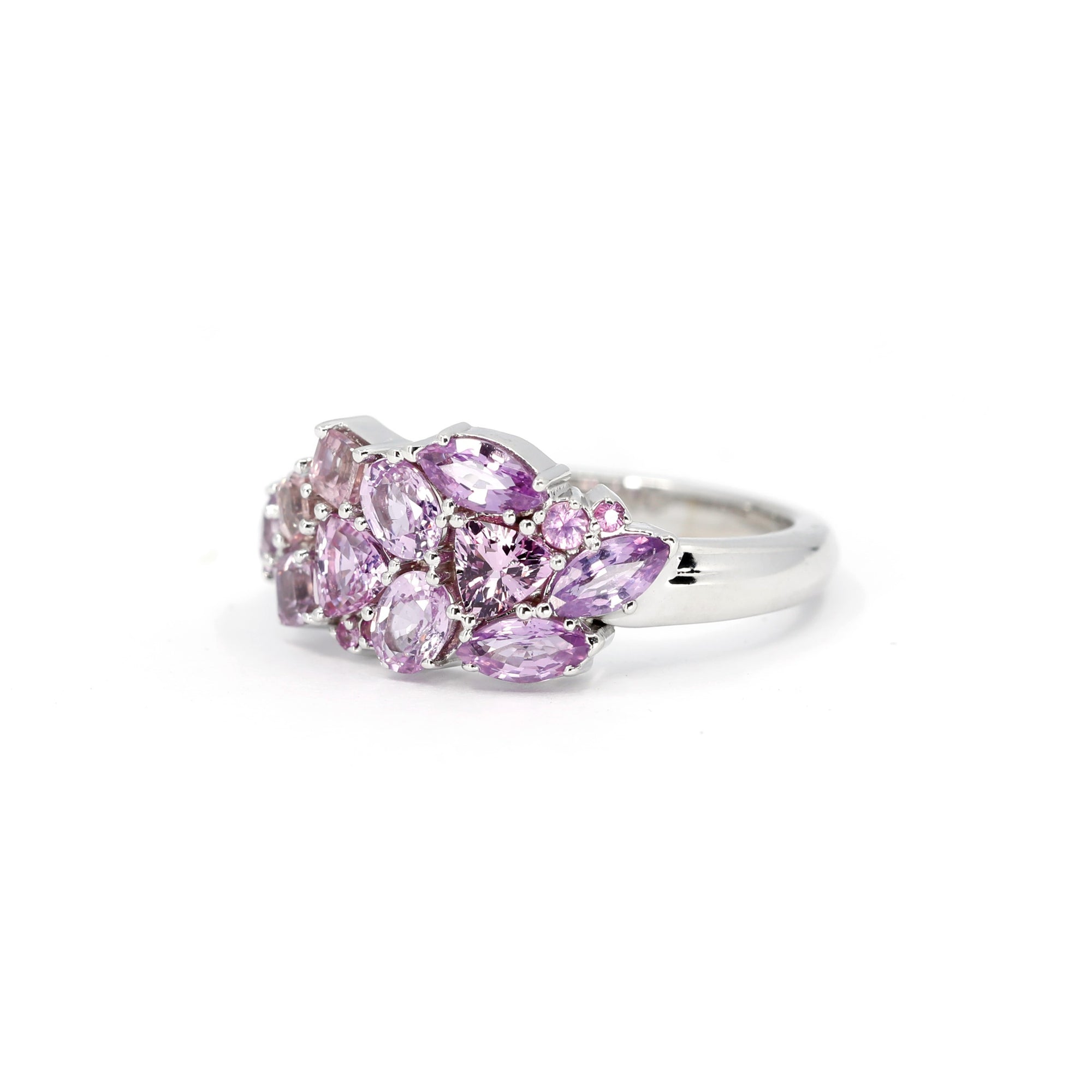 Side view: Highlights the depth and detail of the gemstone setting and the polished finish of the yellow gold band. Crafted in Montreal, Canada, by Bena Jewelry.
