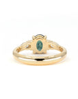 OVAL SHAPE TEAL SAPPHIRE & SIDE DIAMOND | Yellow Gold