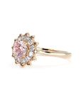 PINK DIAMOND WHITE HALO SOLEIL RING | Yellow Gold