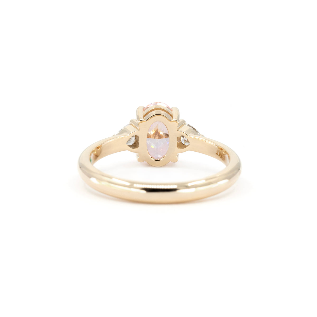 PINK OVAL DIAMOND BRIDAL RING | Yellow Gold