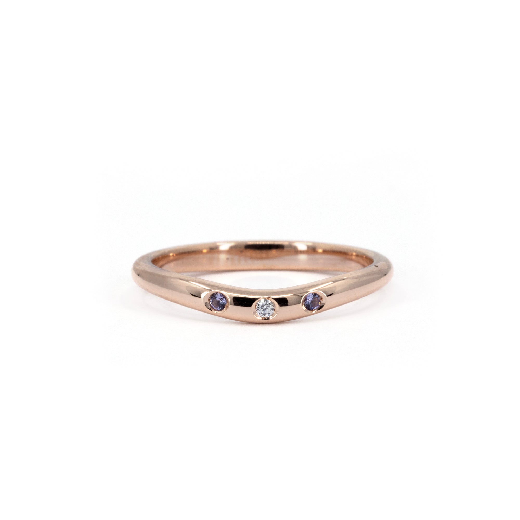 ROSE GOLD CURVED TANZANITE AND DIAMOND BAND | Rose Gold