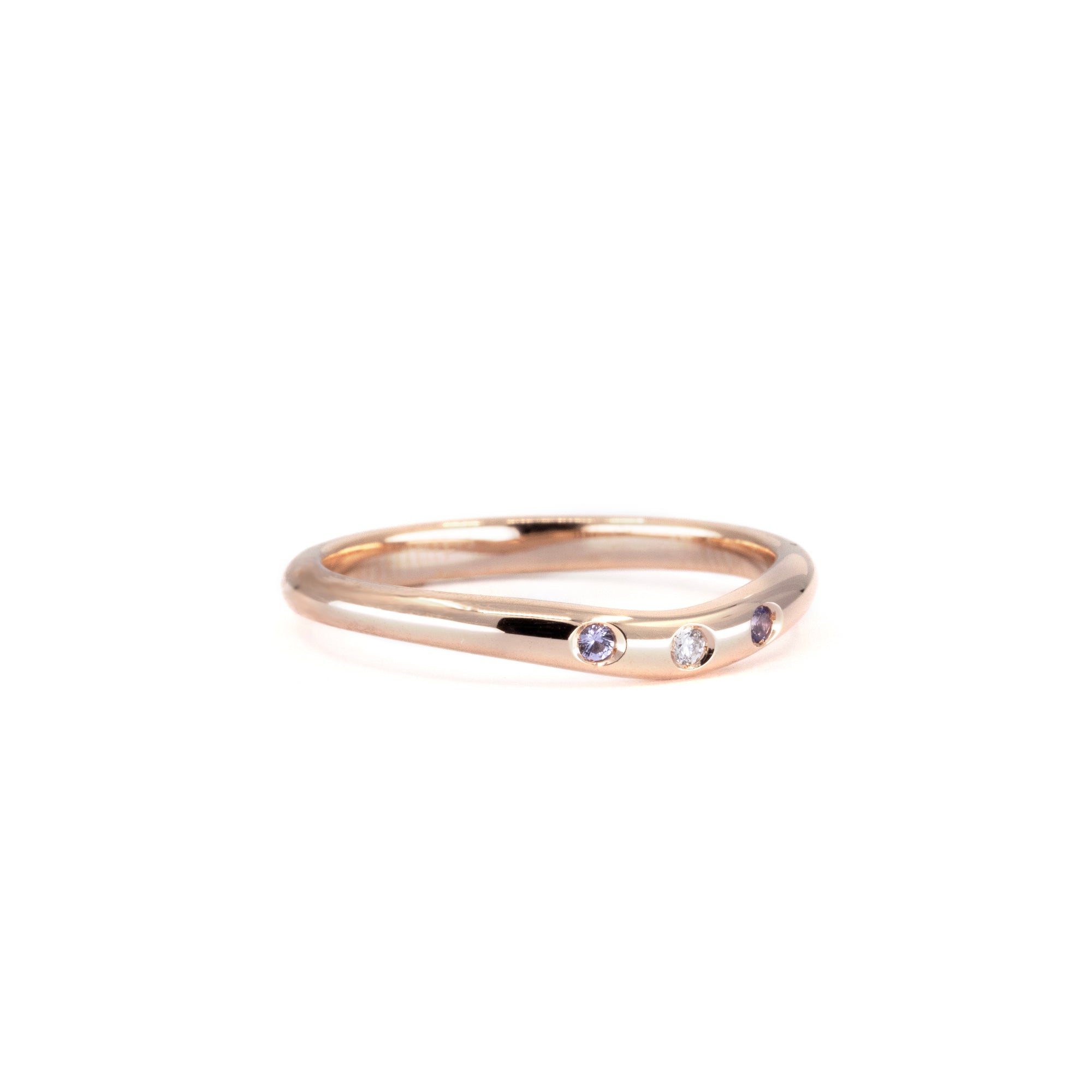 ROSE GOLD CURVED TANZANITE AND DIAMOND BAND | Rose Gold