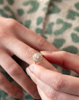 PINK DIAMOND WHITE HALO SOLEIL RING | Yellow Gold