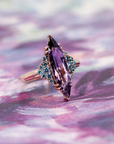 COCKTAIL MARQUISE AMETHYST & BLUE DIAMOND | Rose Gold Ring