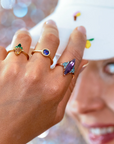 COCKTAIL MARQUISE AMETHYST & BLUE DIAMOND | Rose Gold Ring