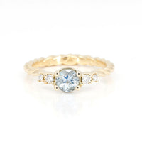 Aquamarine Diamond Braided Gold Ring