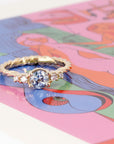 Aquamarine Diamond Braided Gold Ring