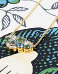 Sky Avalanche Demantoid Garnet Sapphire & Diamond Pendant