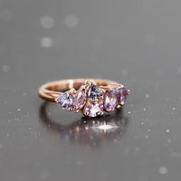 side view of bena jewelry avalanche pink sapphire bridal edgy engagement ring by bena jewelry