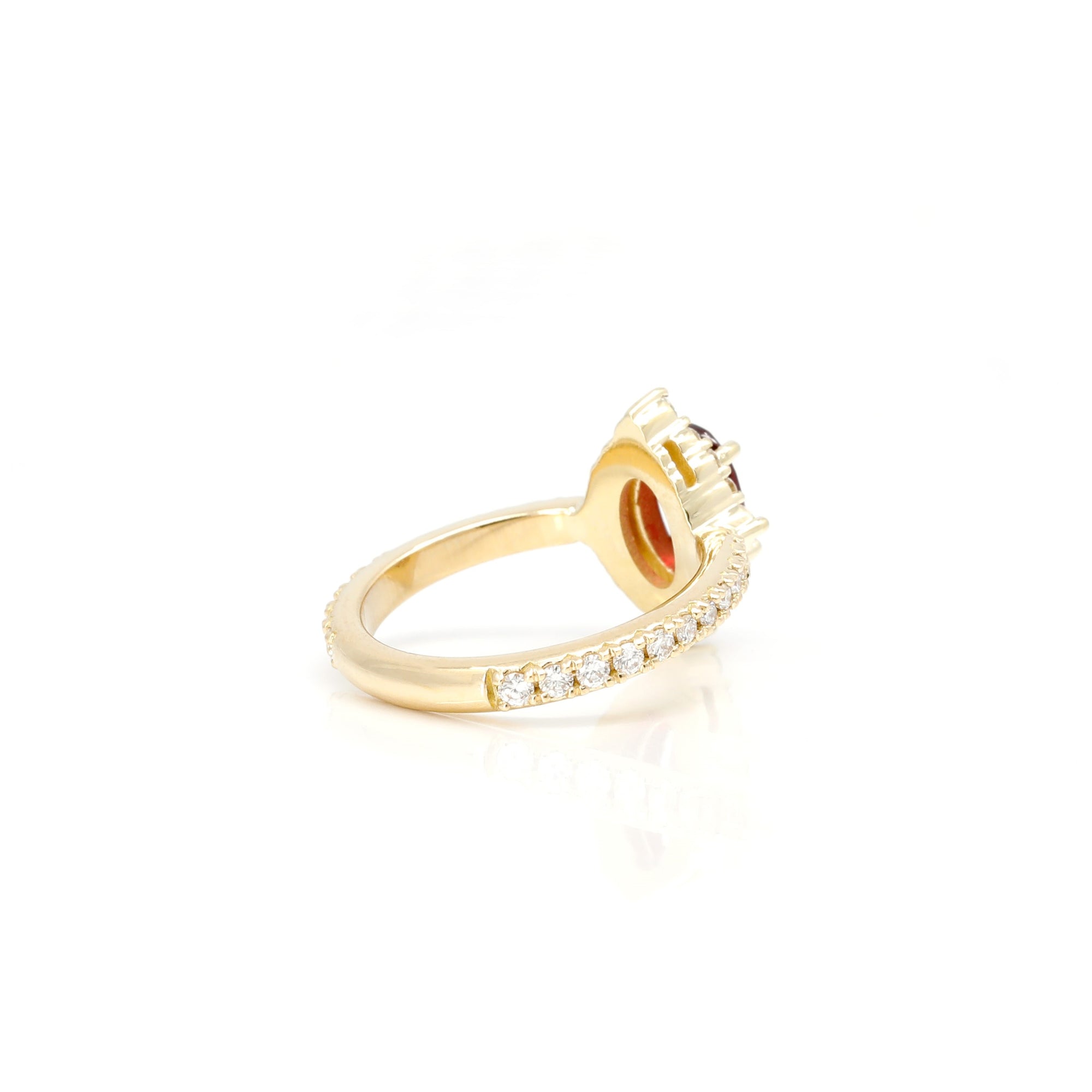 Ruby &amp; Diamond Halo Yellow Gold Aura Ring