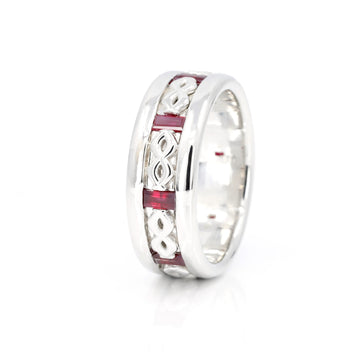 Platinium Baguette Ruby Men Wedding Band