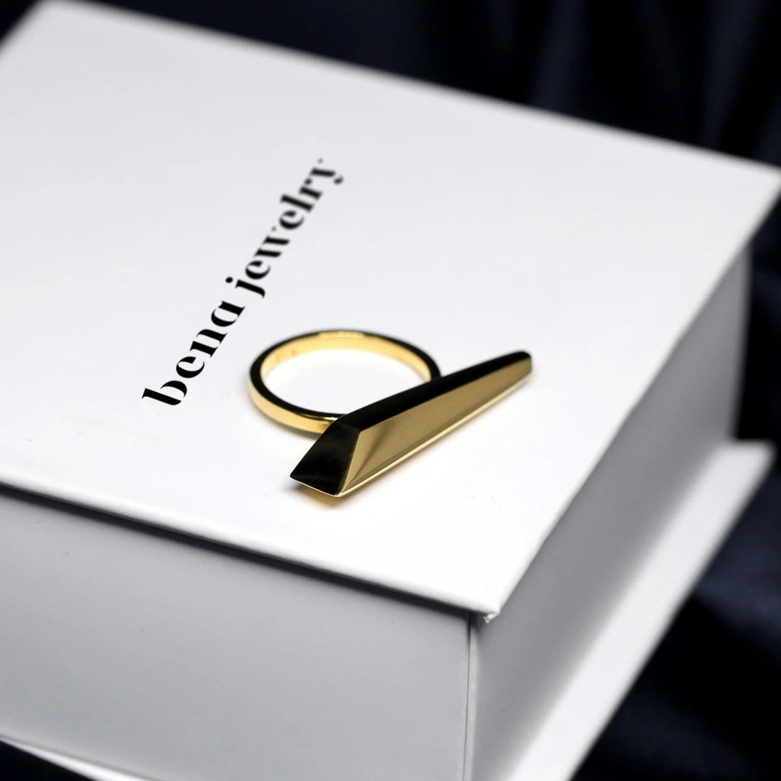  Side view of Allure Yellow Gold Ring – Sleek and edgy, this unisex fine jewelry piece blends contemporary design with timeless elegance.