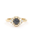BLACK PRINCESS EDGY HALO | Yellow Gold Ring