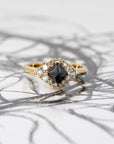 BLACK PRINCESS EDGY HALO | Yellow Gold Ring
