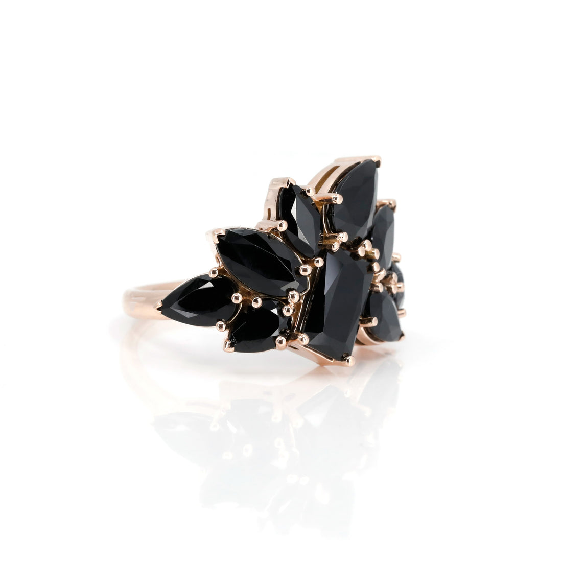 Black Tourmaline Avalanche Rose Gold Ring
