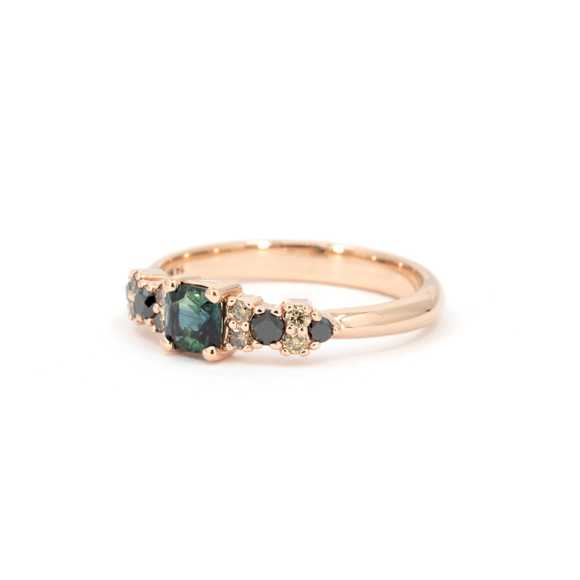 BLOOM LINE GREEN TEAL SAPPHIRE | Rose Gold