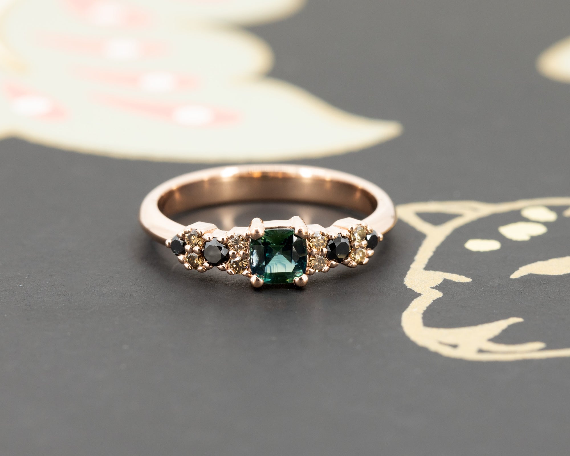 BLOOM LINE GREEN TEAL SAPPHIRE | Rose Gold