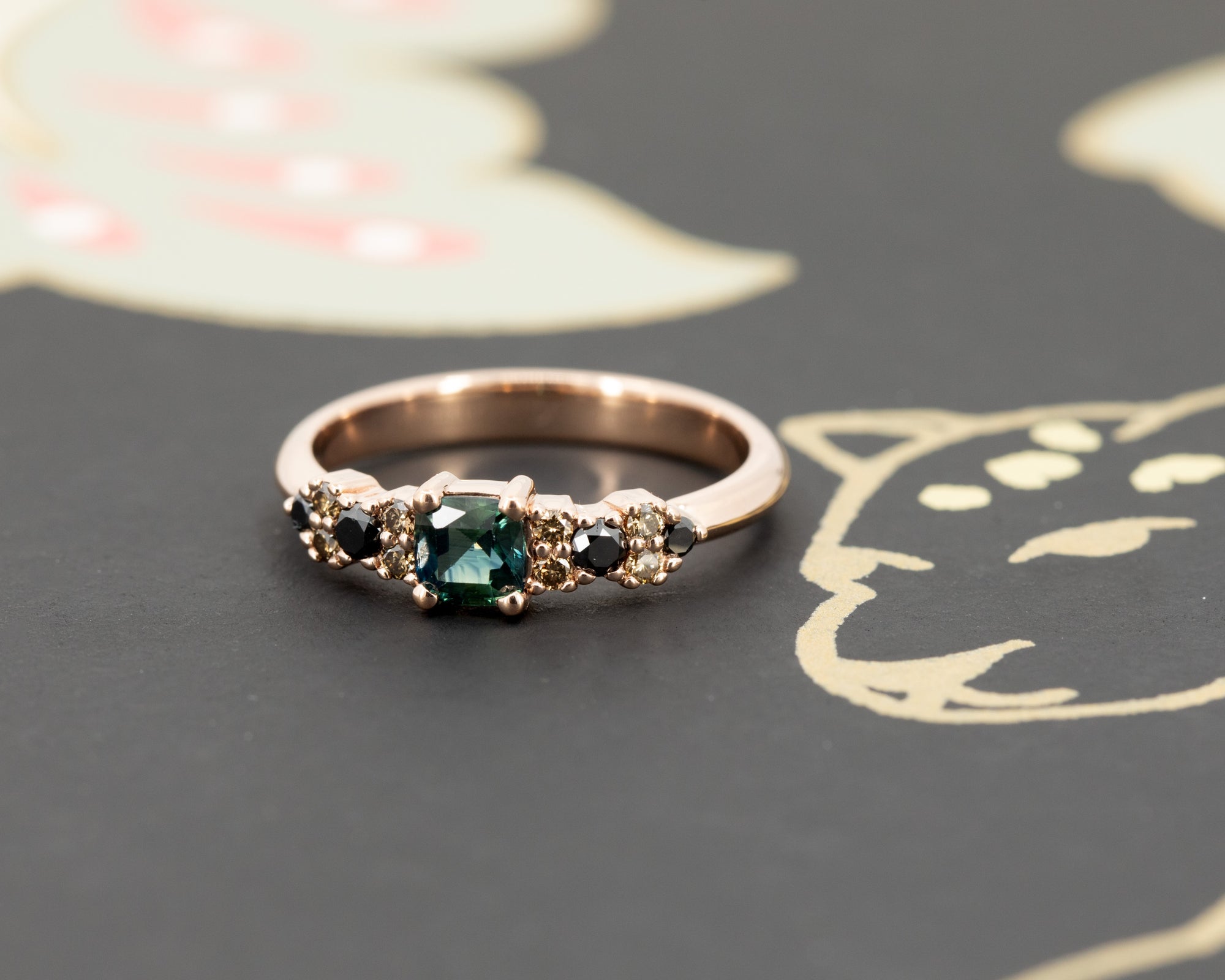 BLOOM LINE GREEN TEAL SAPPHIRE | Rose Gold