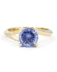 ROUND SAPPHIRE TWO TONS TWIST BAND | Yellow & White Gold