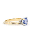 ROUND SAPPHIRE TWO TONS TWIST BAND | Yellow & White Gold