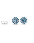 SOLEIL BLUE ZIRCON & DIAMOND STUDS EARRINGS | White Gold