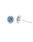 SOLEIL BLUE ZIRCON & DIAMOND STUDS EARRINGS | White Gold