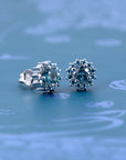 SOLEIL BLUE ZIRCON & DIAMOND STUDS EARRINGS | White Gold