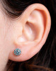 SOLEIL BLUE ZIRCON & DIAMOND STUDS EARRINGS | White Gold