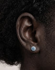 SOLEIL BLUE ZIRCON & DIAMOND STUDS EARRINGS | White Gold