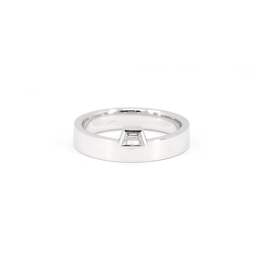 Boxy Lab Grown Trapez Shape Diamond White Gold Ring