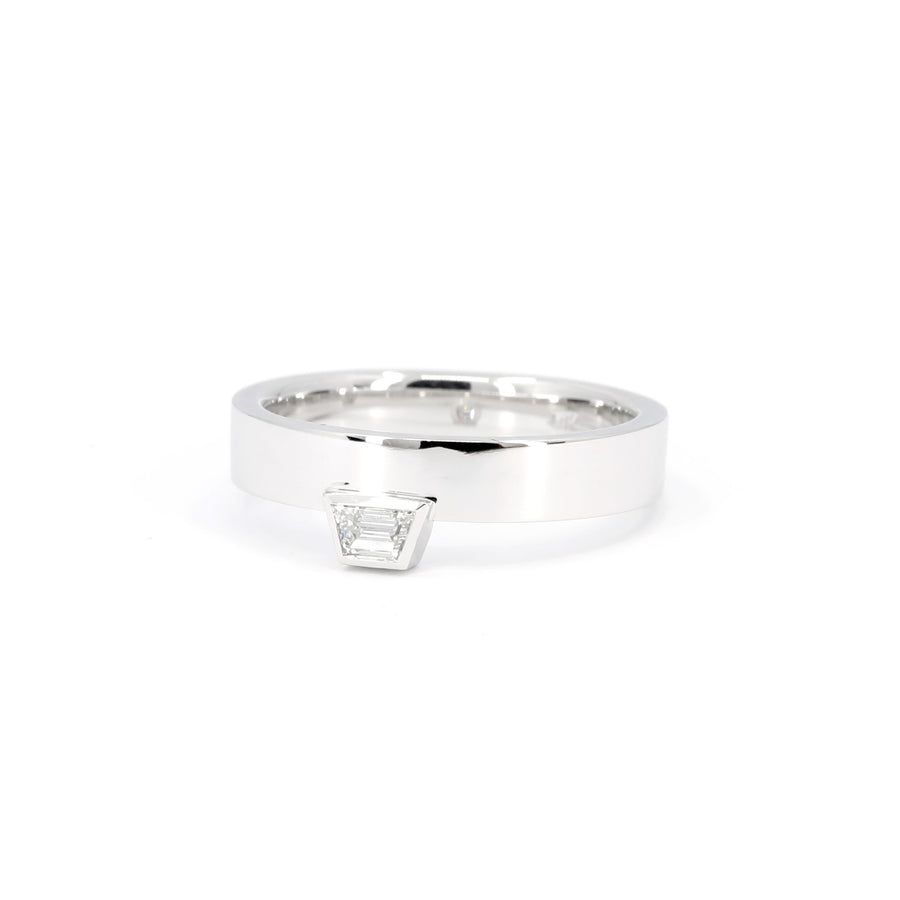 Boxy Lab Grown Trapez Shape Diamond White Gold Ring