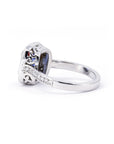 CUSHION BLUE SAPPHIRE DIAMOND HALO RING | White Gold