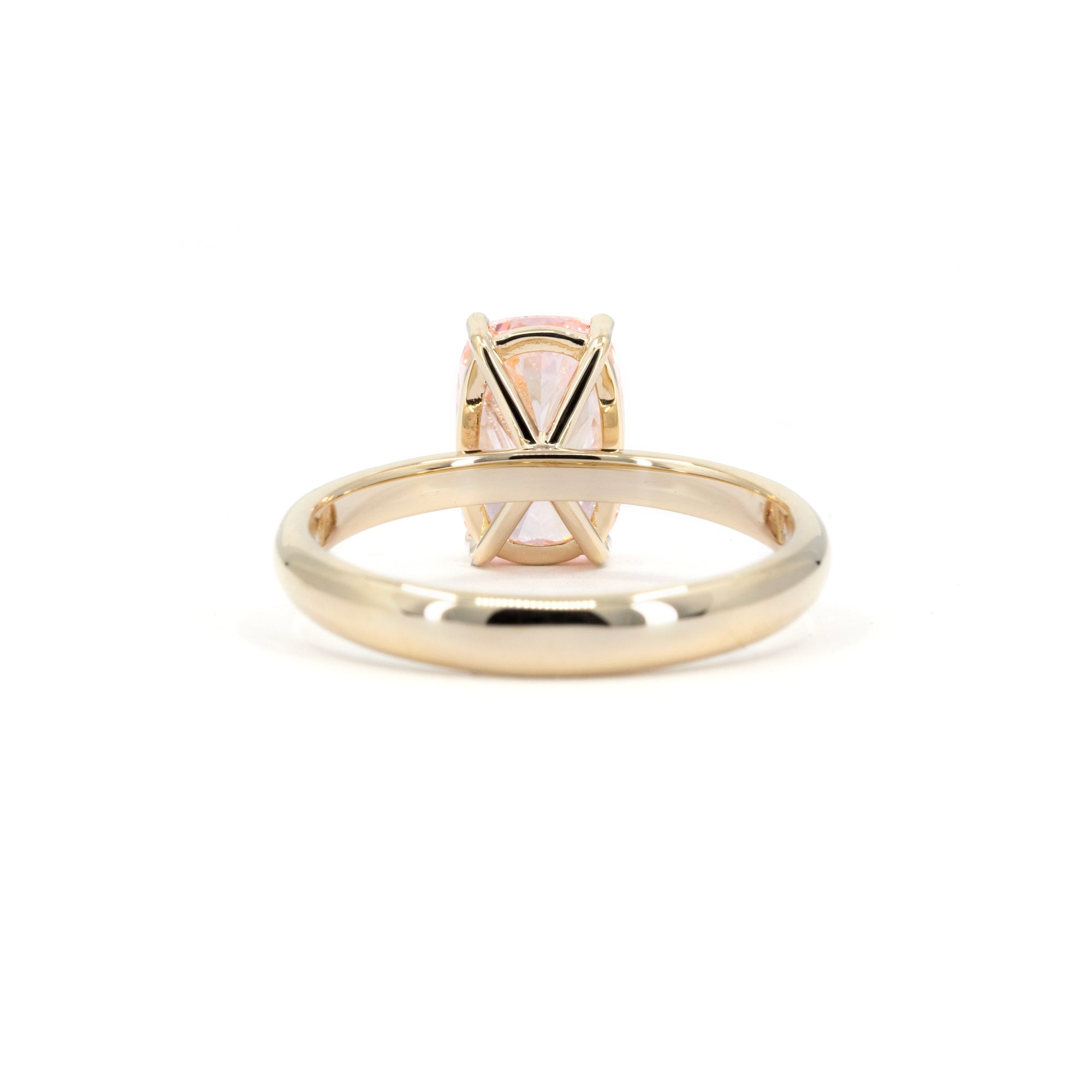 PINK CUSHION DIAMOND MINIMALIST ENGAGEMENT RING | Yellow Gold