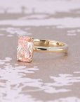 PINK CUSHION DIAMOND MINIMALIST ENGAGEMENT RING | Yellow Gold