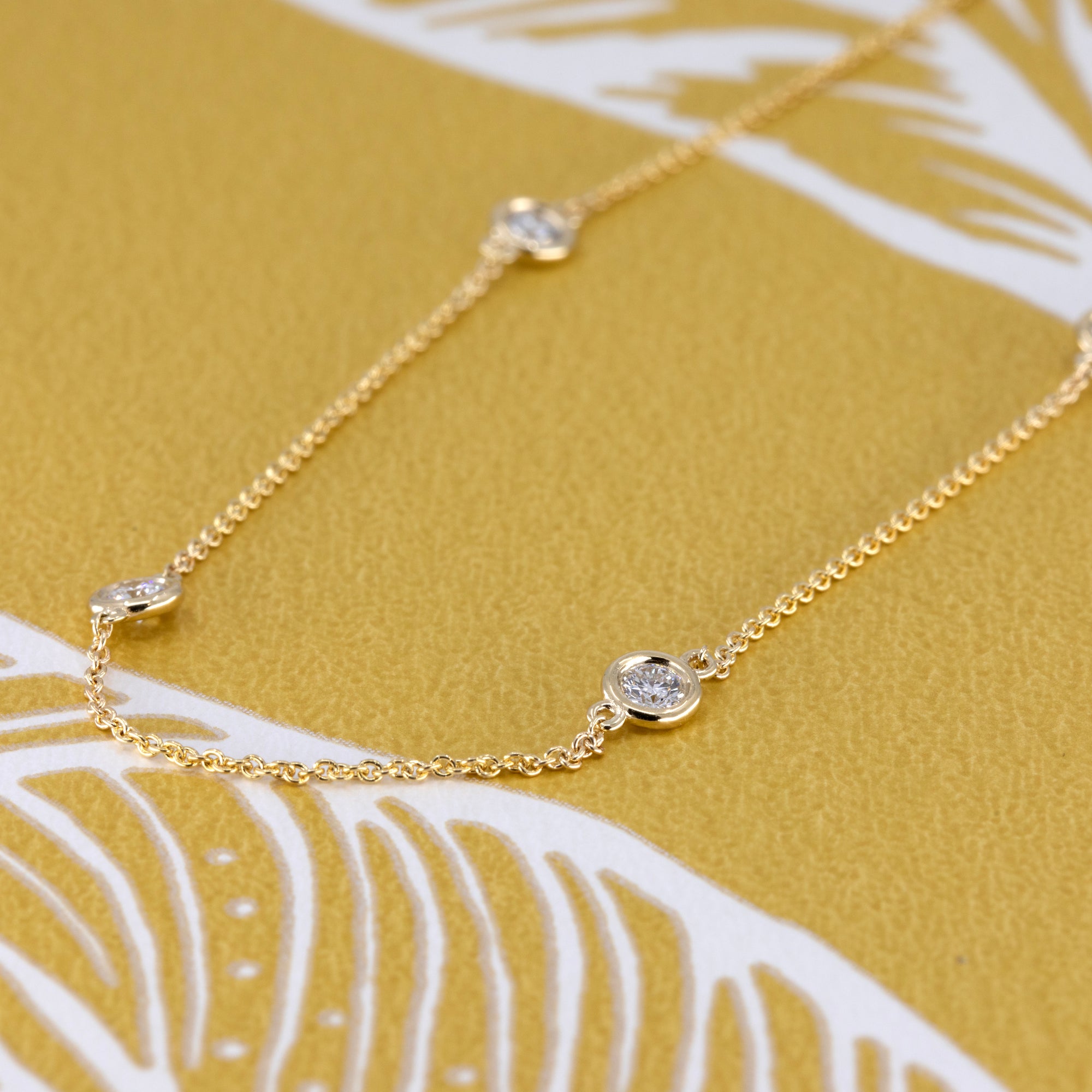 DIAMOND NECKLACE BEZEL SET DIAMOND | Yellow Gold