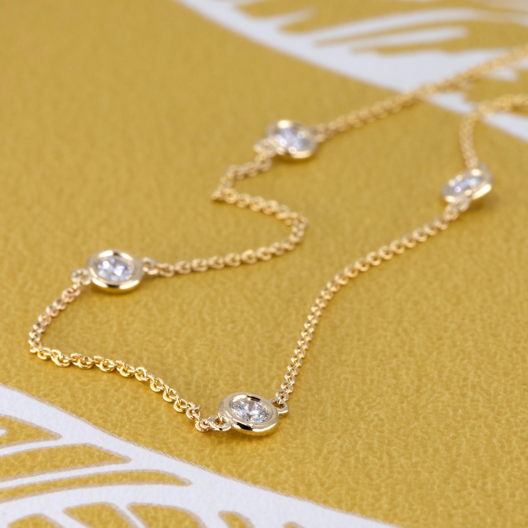 DIAMOND NECKLACE BEZEL SET DIAMOND | Yellow Gold