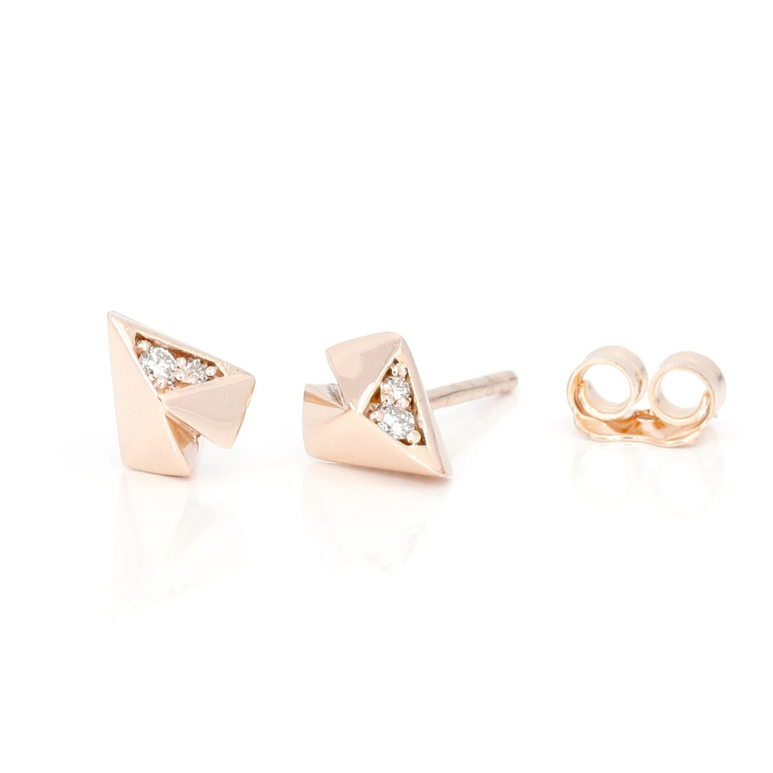 Diamond Heart Rose Gold Earrings - 0.05 ct